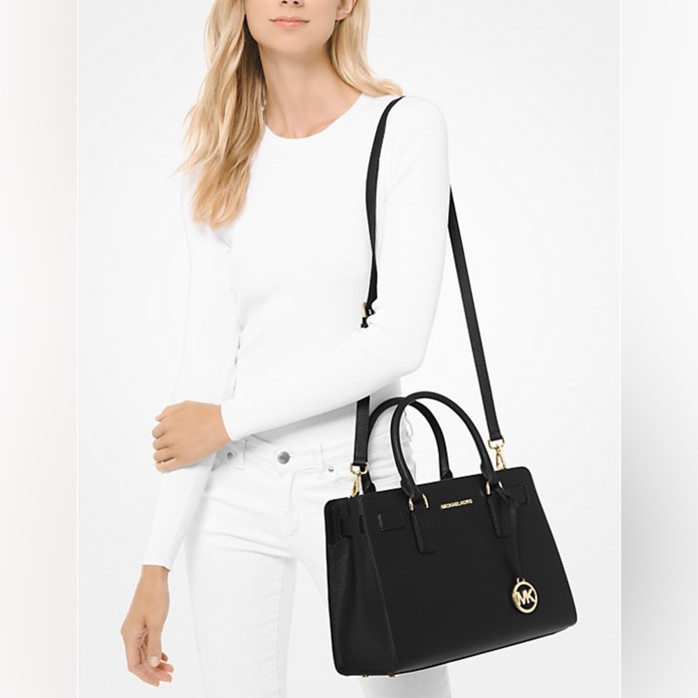 Michael Kors Saffiano Leather Dillon Satchel + matching Jet Set Saffiano Trifold